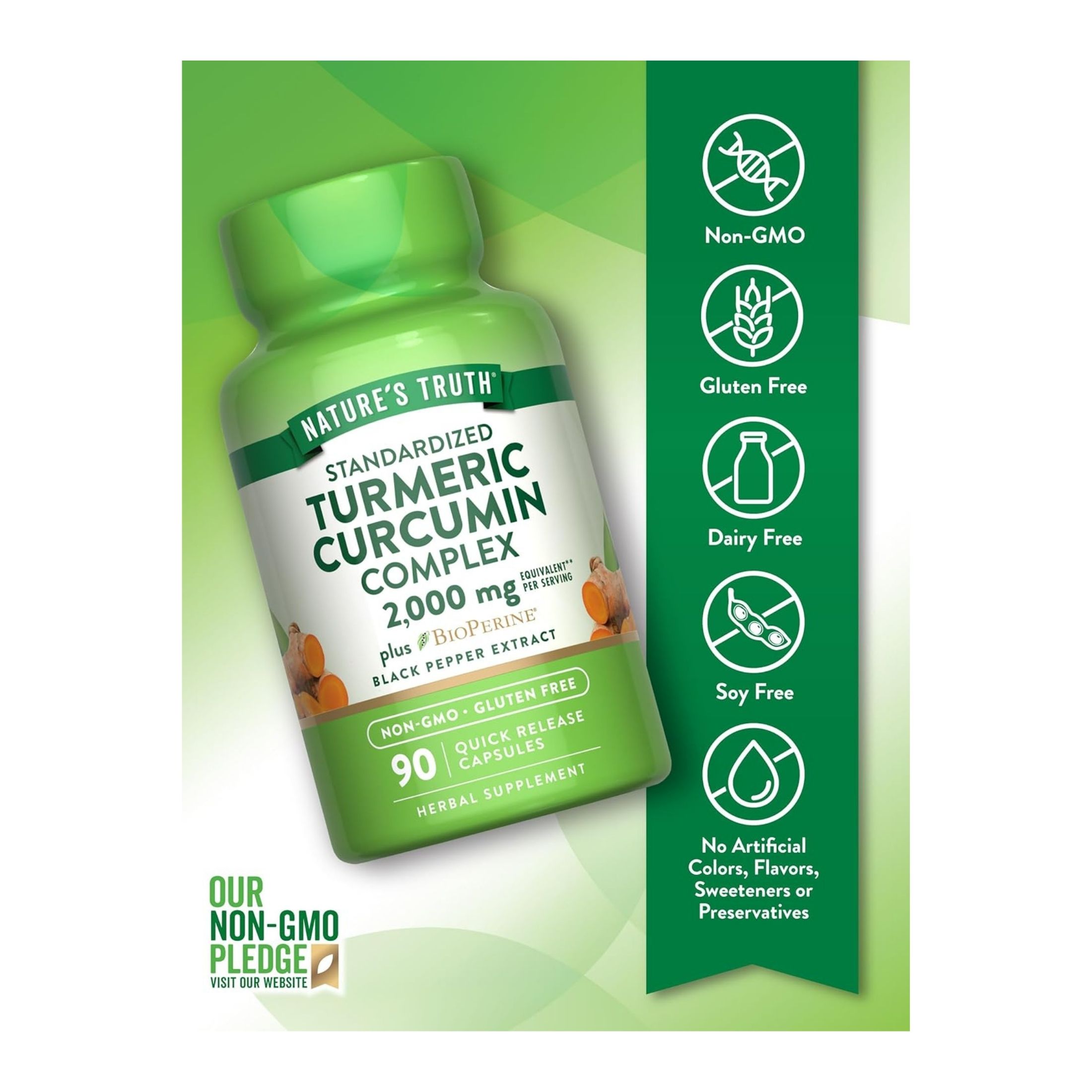 Nature's Truth Quick Release Capsules 2000 Mg Standardized Turmeric Curcumin Complex