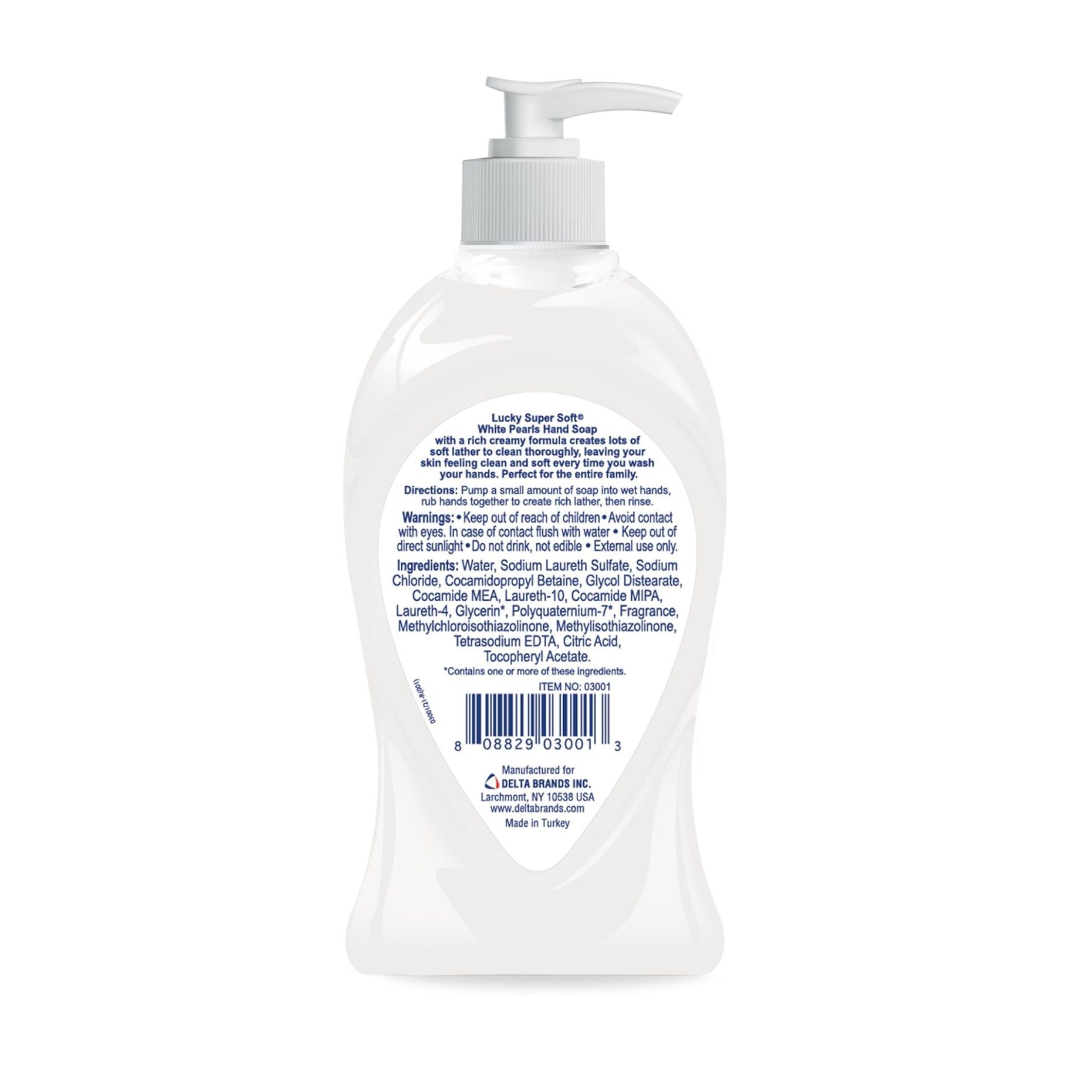 Lucky Super Soft Liquid Hand Soap, White Pearls, 13.5 Oz, Model 3001-12, Pump