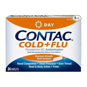 Contac Cold + Flu, Day, Multi Symptom, Maximum Strength, Caplets