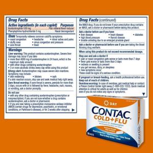 Contac Cold + Flu, Day, Multi Symptom, Maximum Strength, Caplets