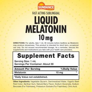 Sundance Liquid Melatonin 10 Mg Natural Berry Flavor, 2 Oz