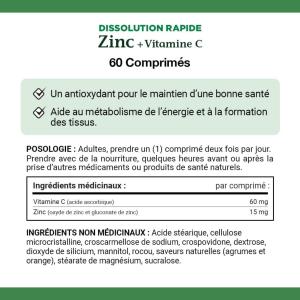 Nature's Bounty Vitamin C Plus Zinc, 60 Quick Dissolve Tablets