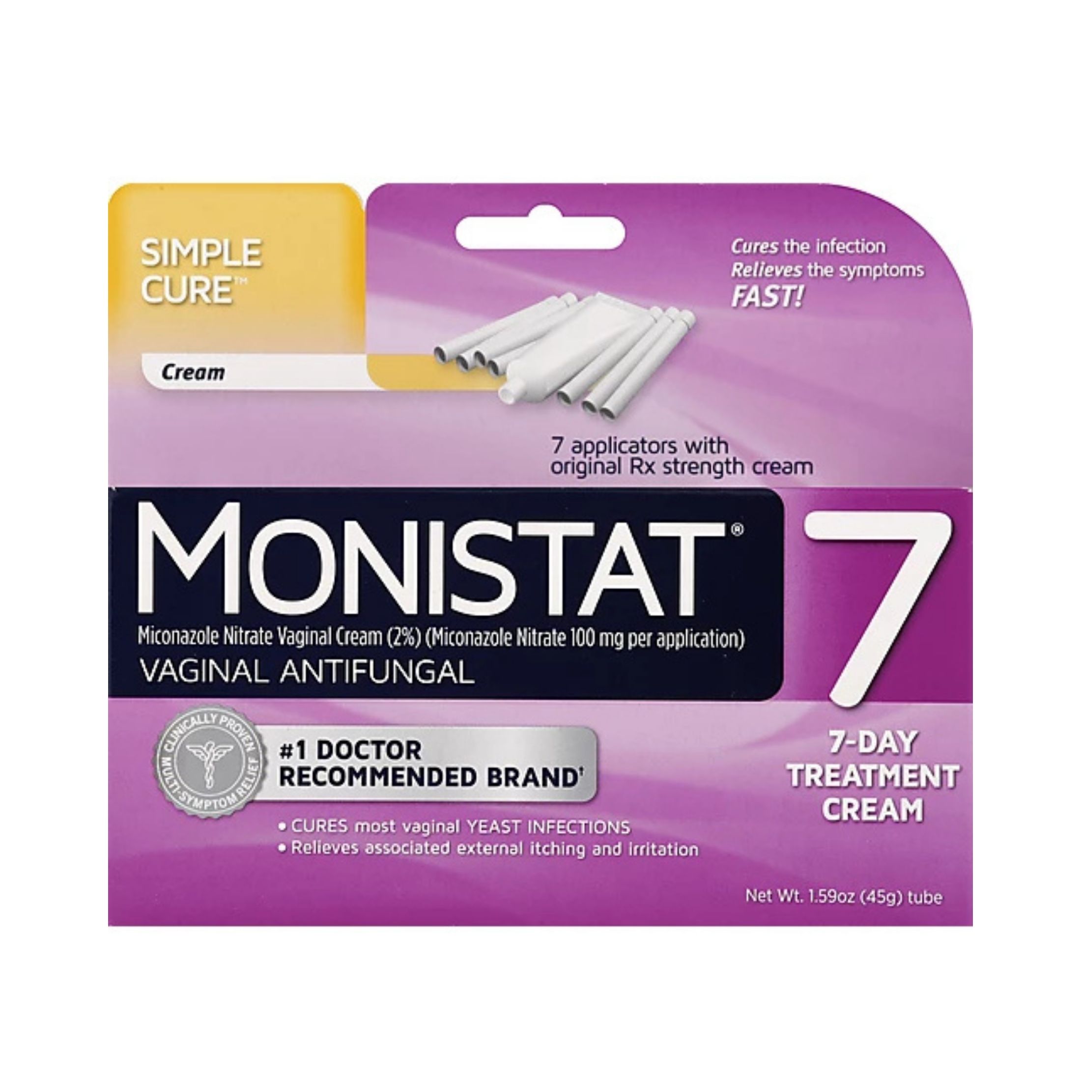 Monistat Vaginal Antifungal, 7 Day Treatment, Simple Cure Cream