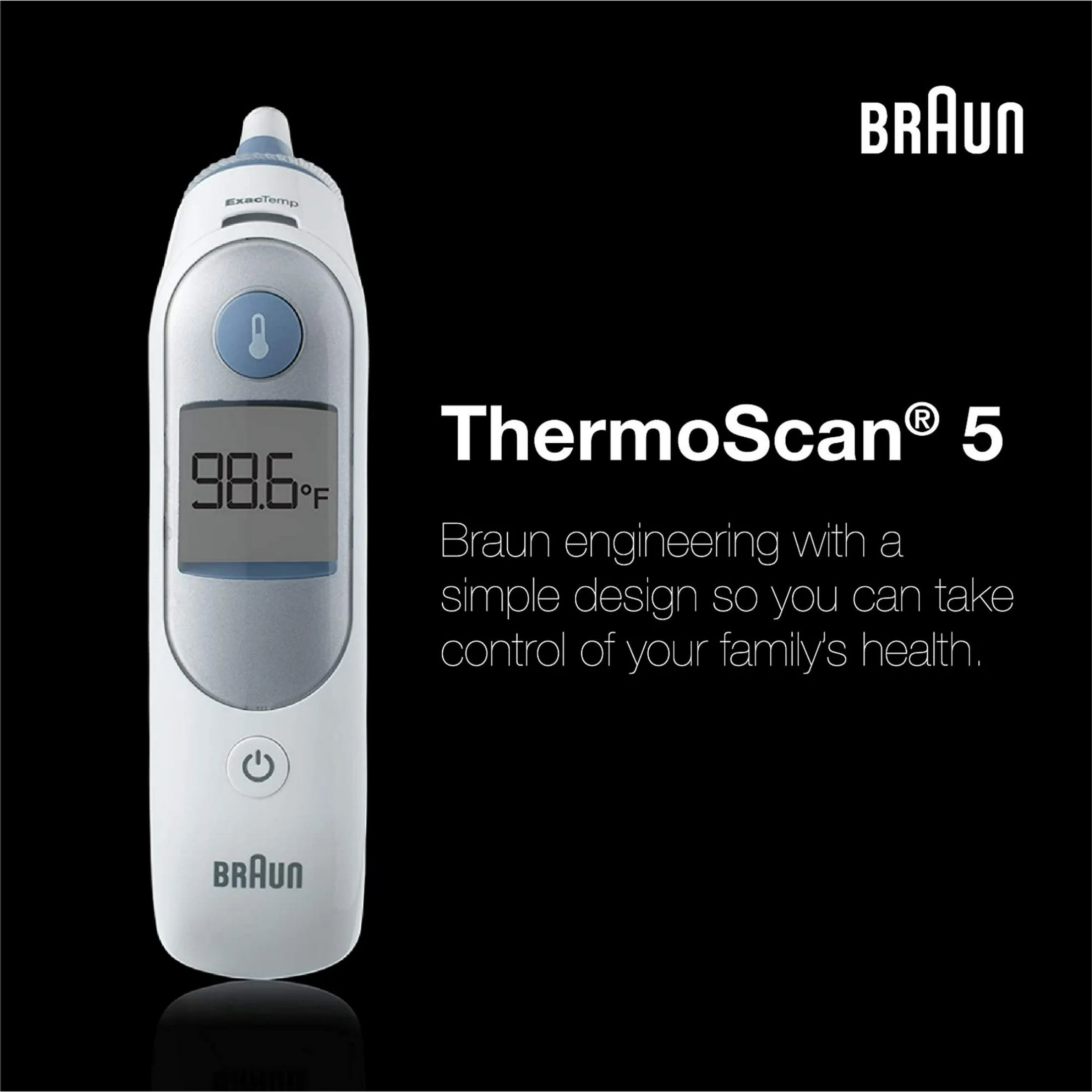 Braun ThermoScan 5 Digital Ear Thermometer, IRT6500US, White