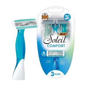 BiC Soleil Comfort Women's Disposable Razor, Four Blade, Count Of 3 Razors, For A Smooth And Close Shave