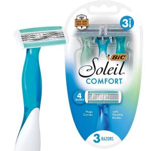 BiC Soleil Comfort Women's Disposable Razor, Four Blade, Count Of 3 Razors, For A Smooth And Close Shave