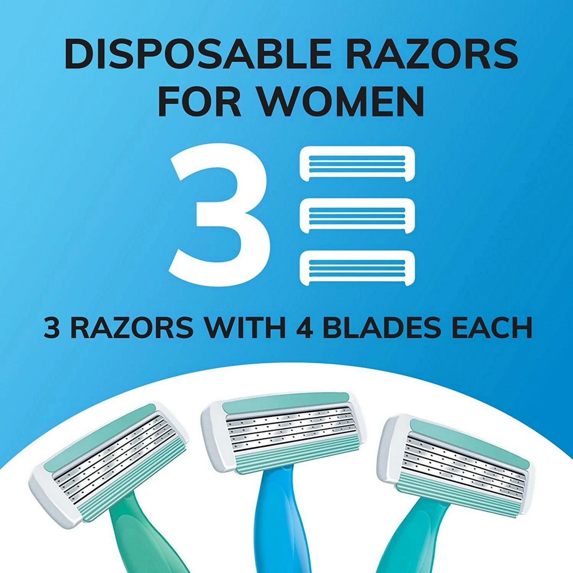 BiC Soleil Comfort Women's Disposable Razor, Four Blade, Count Of 3 Razors, For A Smooth And Close Shave