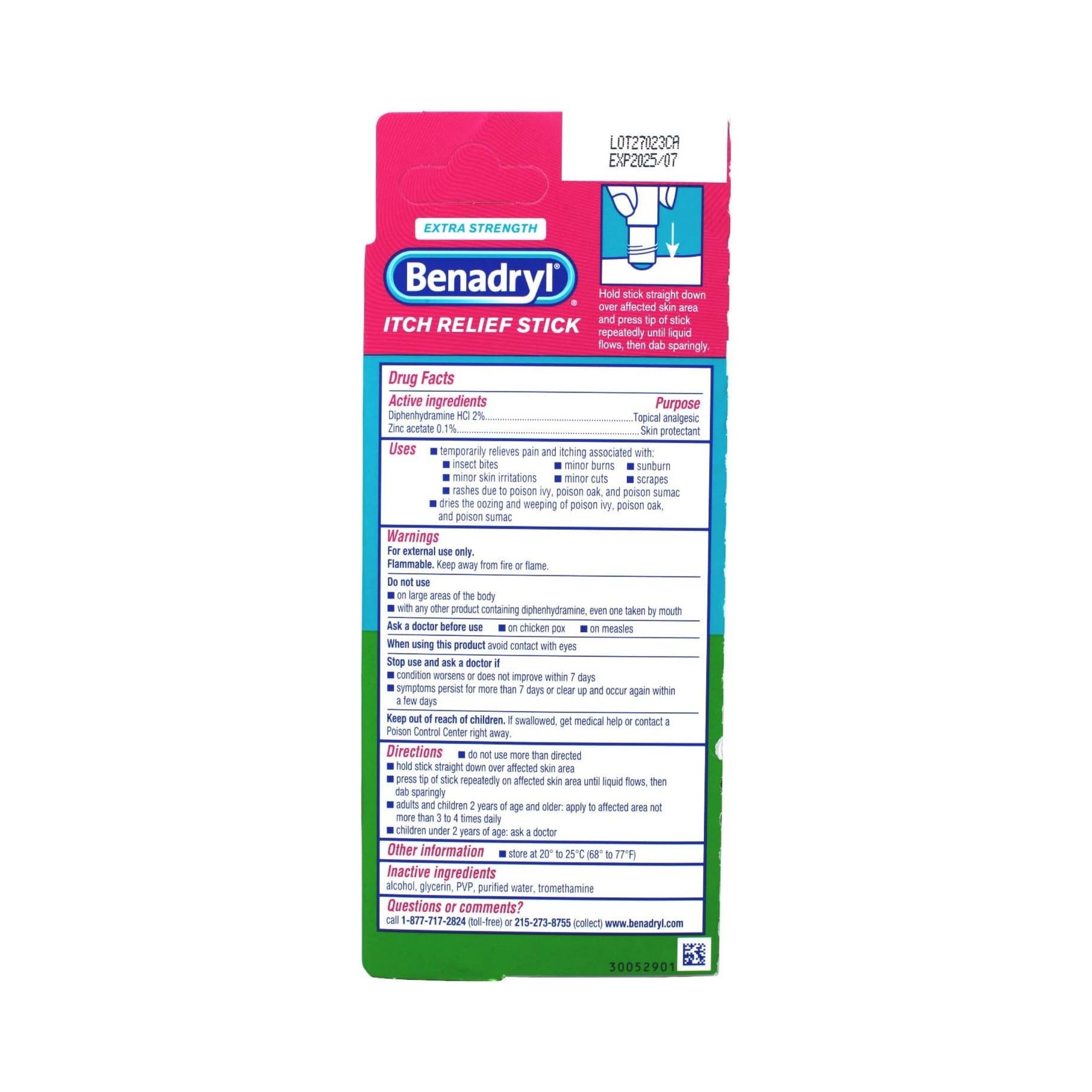 Benadryl Itch Relief Stick, Extra Strength 0.47 Fl Oz