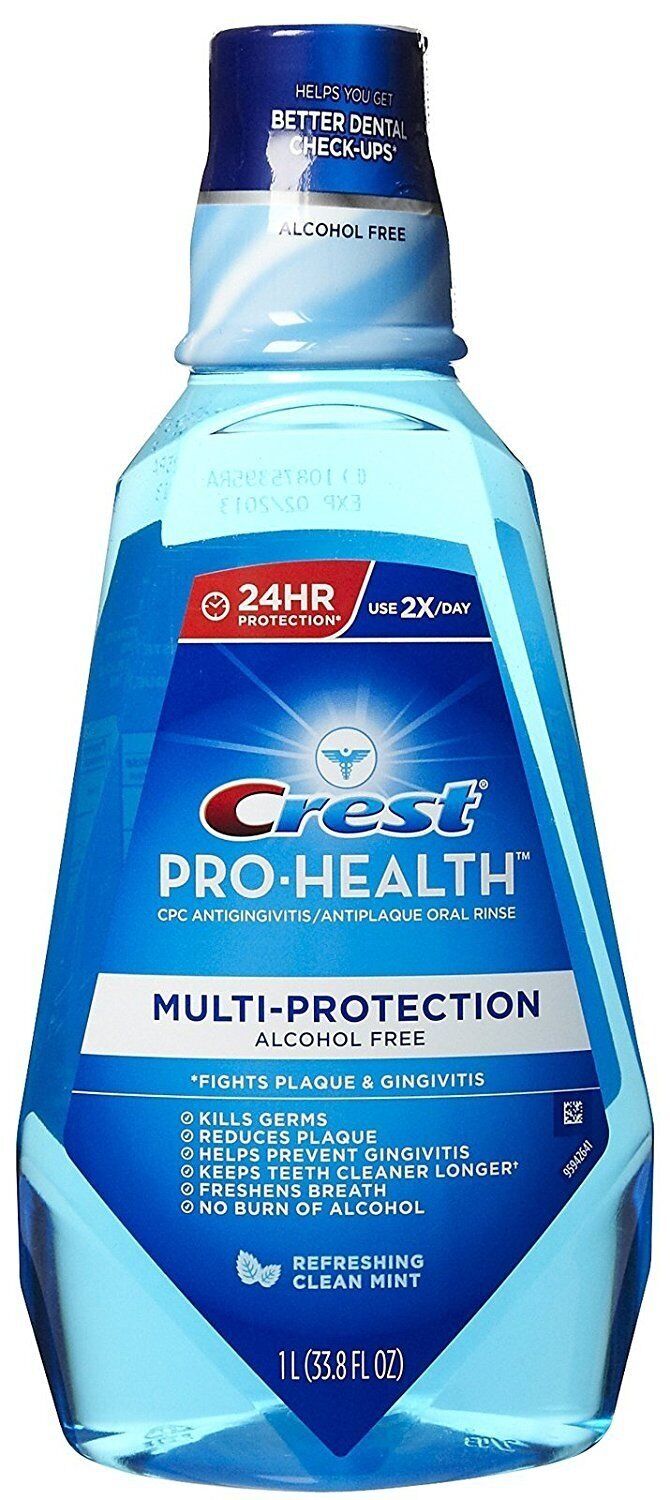 Crest Pro Health Oral Mouthwash Multi Protection Antiplaque Clean Mint 33.8 Oz