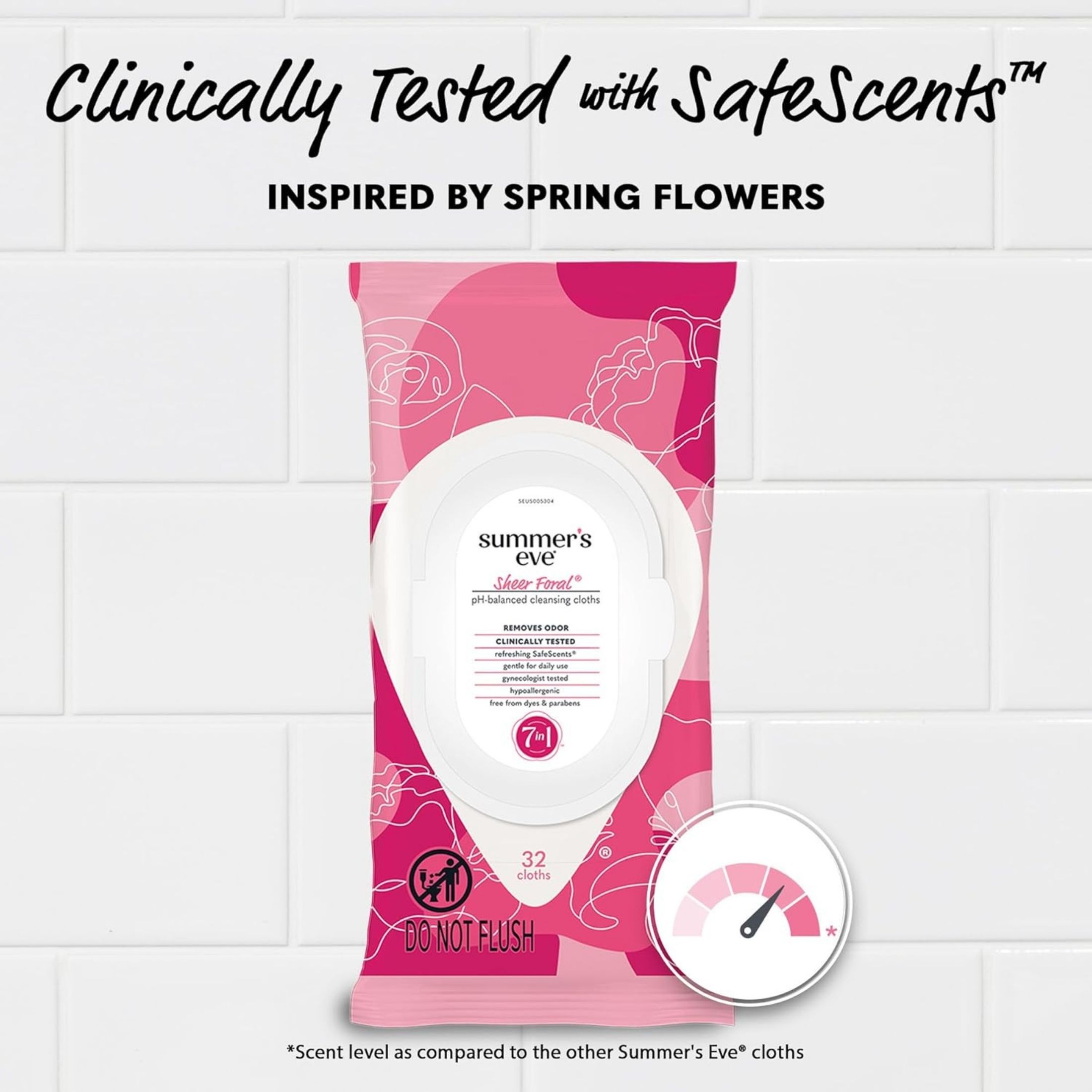 Summer's Eve Feminine Cleansing Cloths For Sensitive Skin Sheer Floral