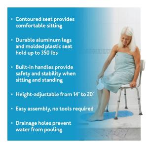 Carex Adjustable Bath And Shower Seat With Back