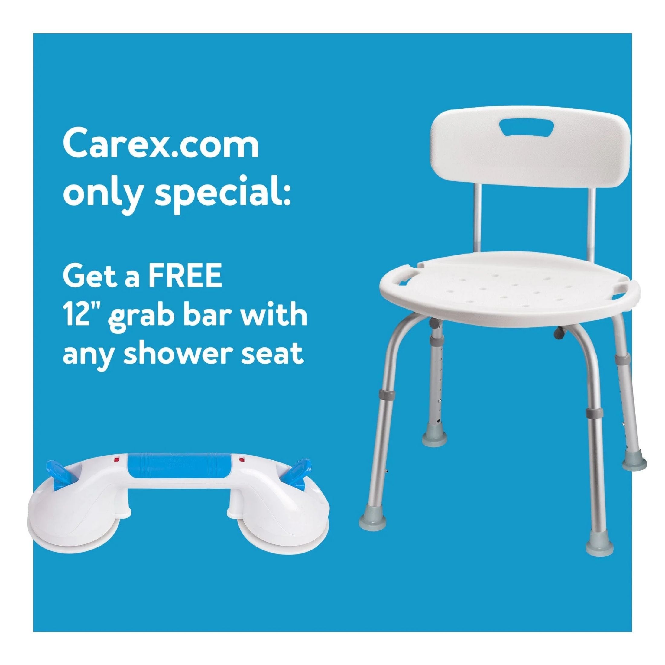 Carex Adjustable Bath And Shower Seat With Back