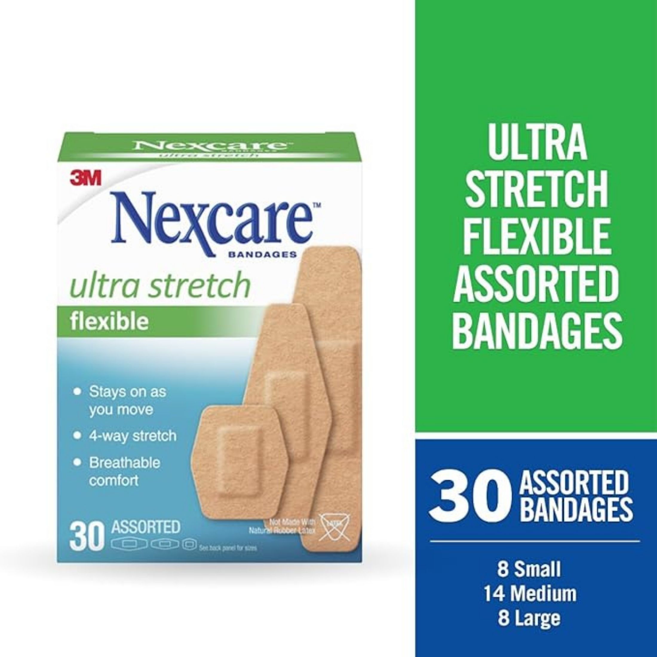 Nexcare Soft 'n Flex Bandages, Natural Feel, Assorted