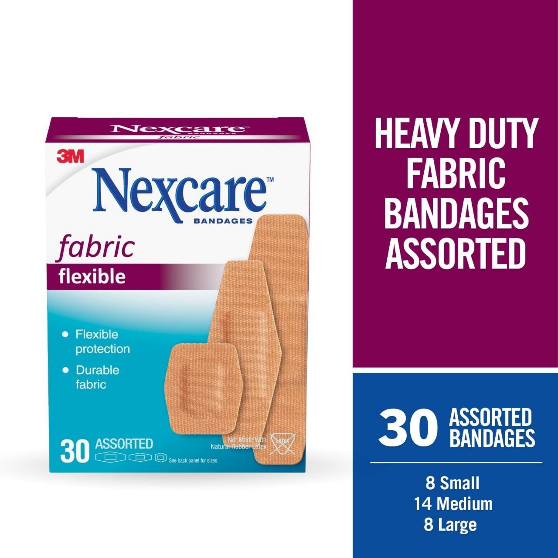 Nexcare Bandages, Heavy Duty, Flexible Fabric, Assorted