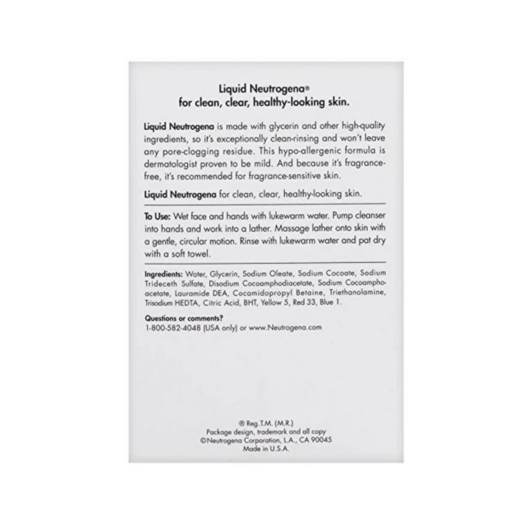 Neutrogena Facial Cleanser, Liquid, Fragrance Free 8 Fl Oz