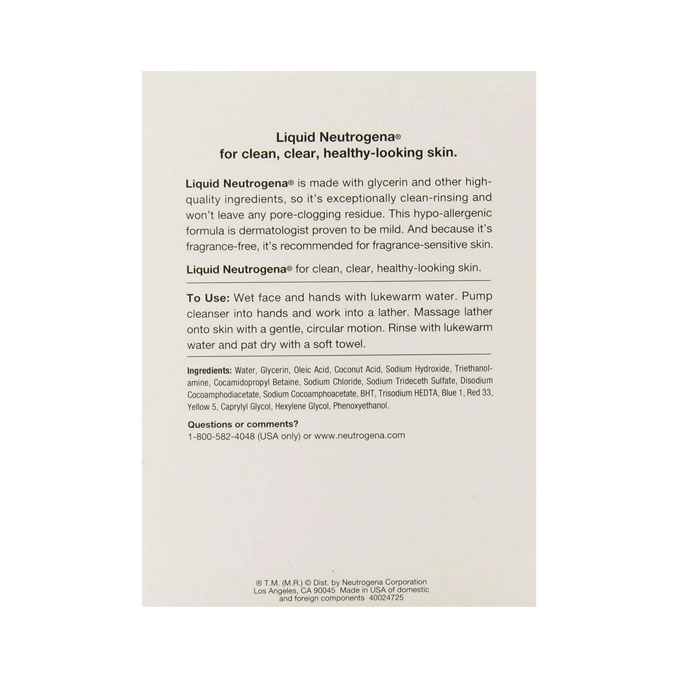 Neutrogena Facial Cleanser, Liquid, Fragrance Free 8 Fl Oz