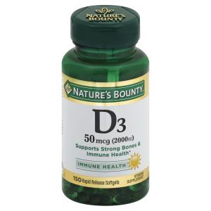Nature's Bounty Immune Health Vitamin D3 Rapid Release Softgels, 50 Mcg