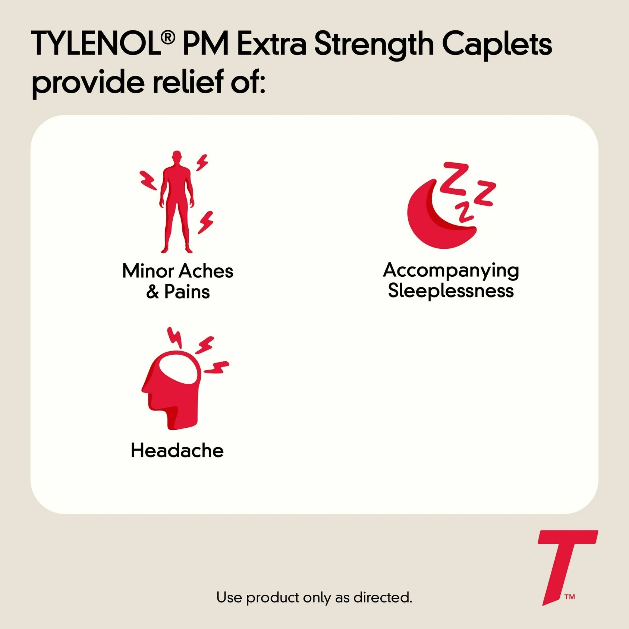 Tylenol PM Extra Strength Pain Reliever & Sleep Aid Caplets, 500 Mg Acetaminophen