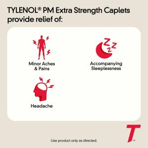 Tylenol PM Extra Strength Pain Reliever & Sleep Aid Caplets, 500 Mg Acetaminophen