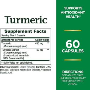 Nature's Bounty Herbal Health Turmeric Capsules, 450 Mg