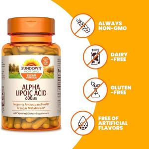 Sundown Naturals Super Alpha Lipoic Acid Capsules, 600 Mg
