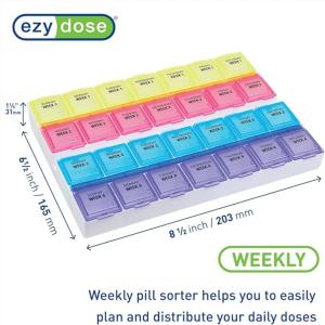 Ezy Dose Monthly Pill Planner (28-Day) Daily Compartments To Store Medication (Large)