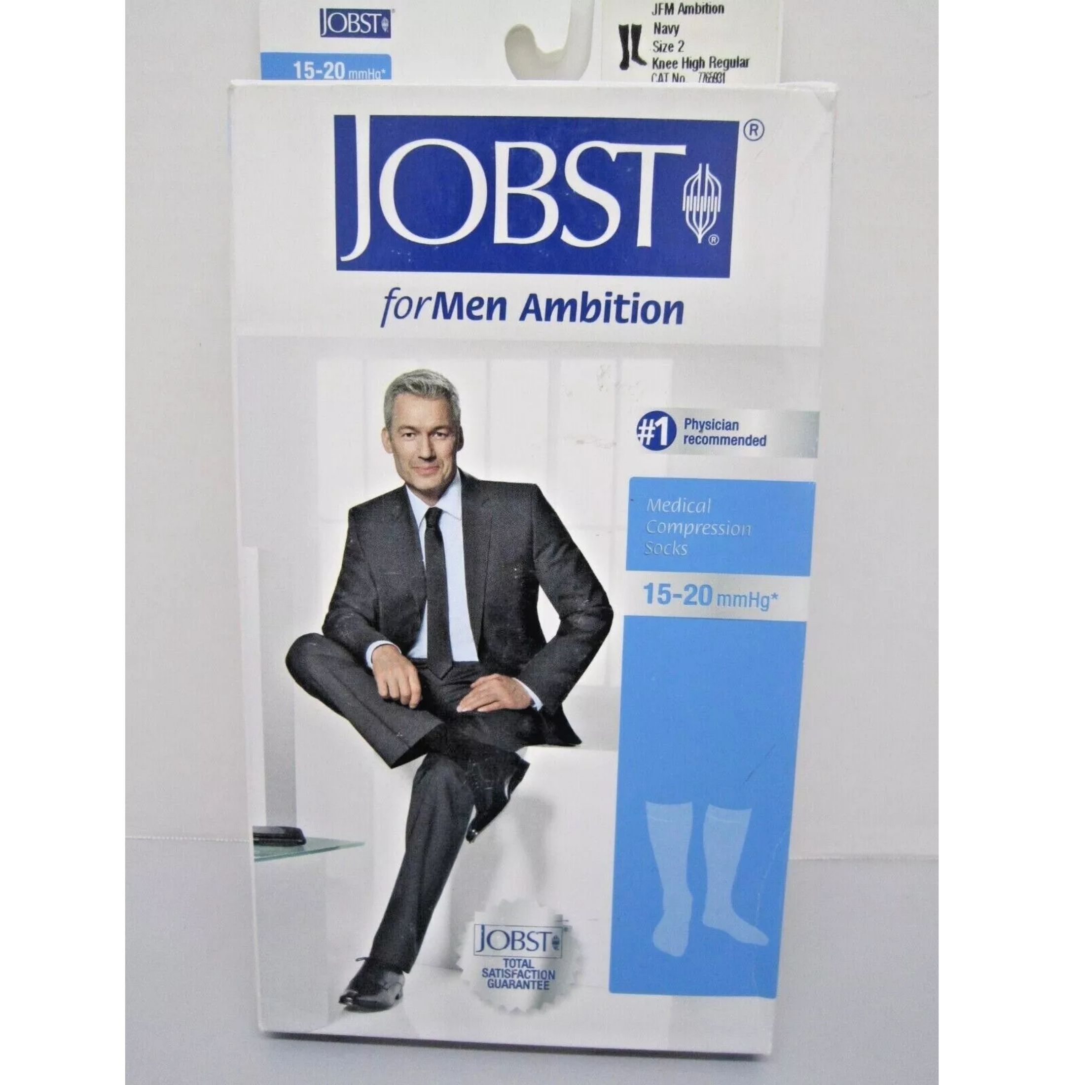 Jobst For Men Ambition Knee High 15-20 Mmhq Size-4 Regular Navy 1 Pair