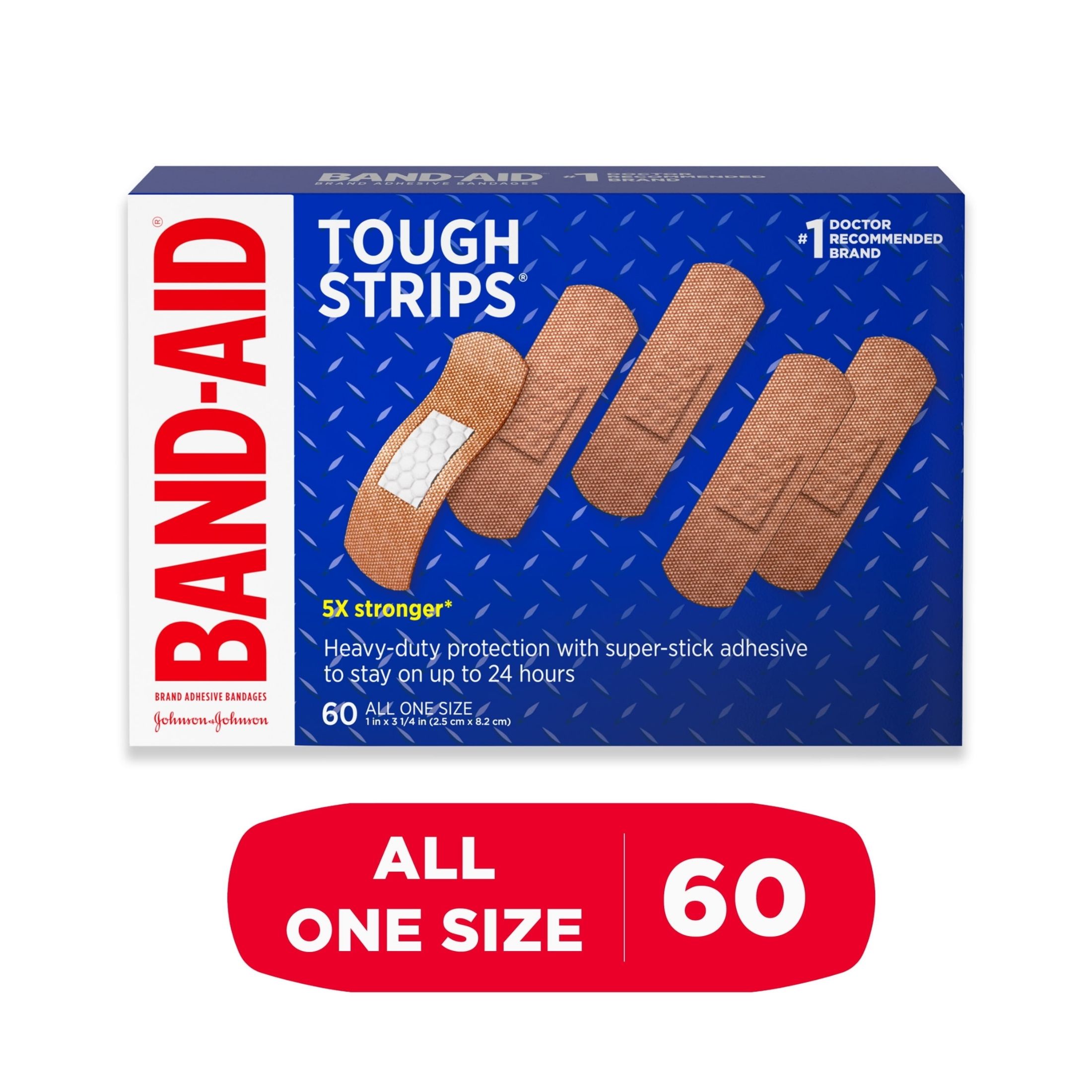 Band-Aid Brand Tough Strips All One Size Adhesive Bandages 60 Ct Box