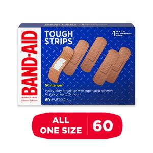 Band-Aid Brand Tough Strips All One Size Adhesive Bandages 60 Ct Box