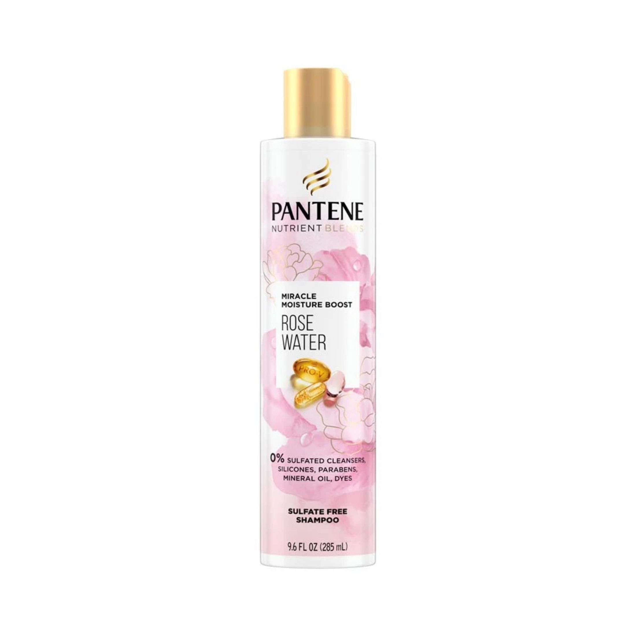 Pantene Nutrient Blends Miracle Moisture Boost Rose Water Shampoo For Dry Hair, Sulfate Free, 9.6 Fl Oz