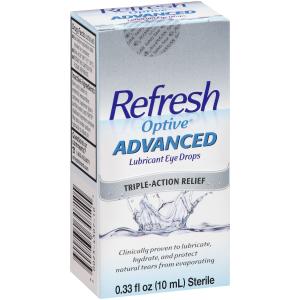 Refresh Optive, Eye Drops, Lubricant, Advanced, Triple-Action Relief, 0.33 Fl Oz
