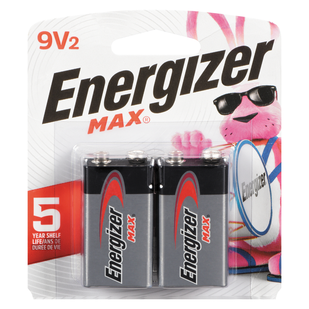 Energizer Max 9 Volt 2 Pack Alkaline Batteries