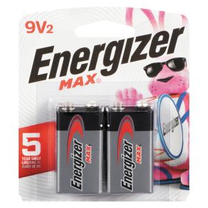 Energizer Max 9 Volt 2 Pack Alkaline Batteries