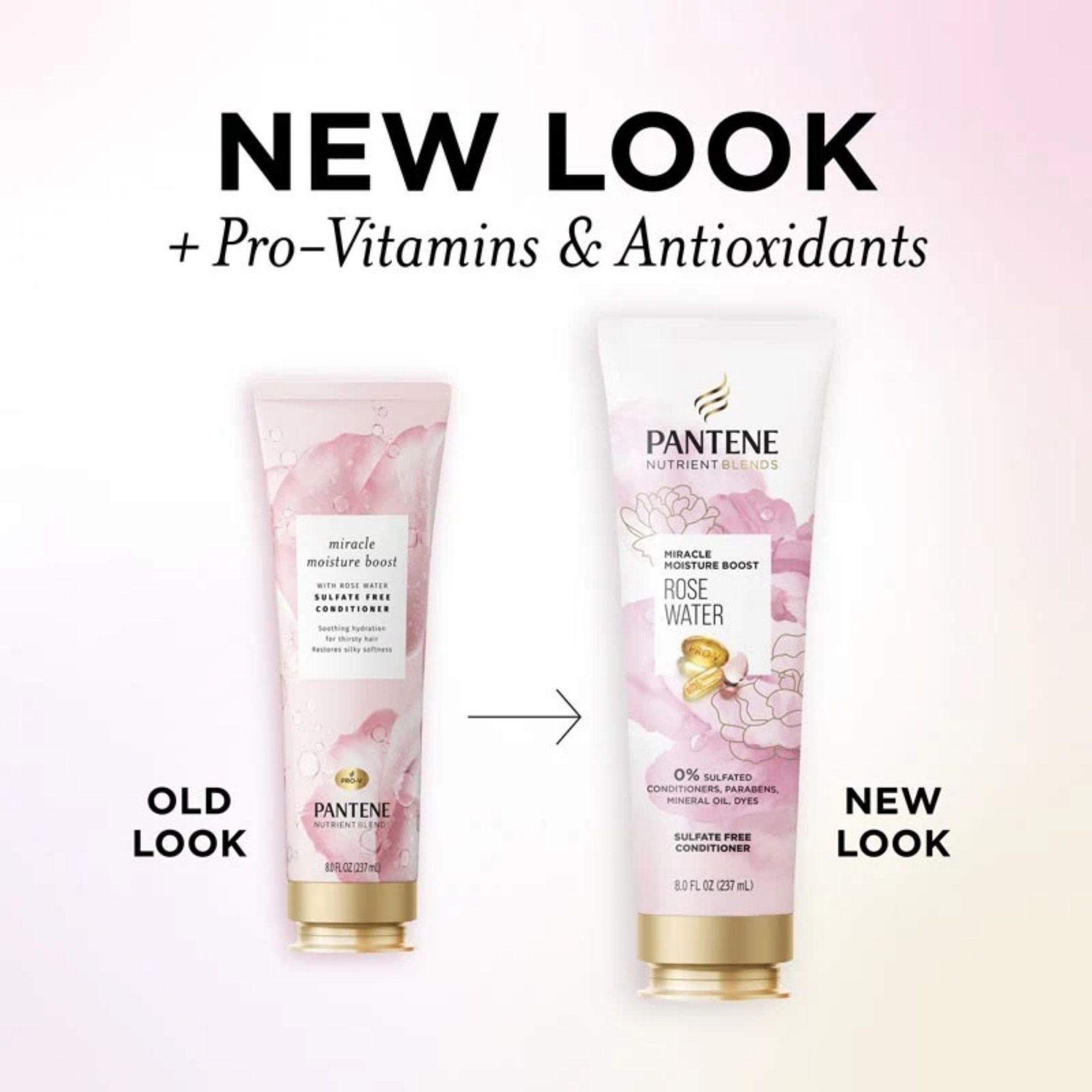 Pantene Nutrient Blends Miracle Moisture Boost Rose Water Conditioner For Dry Hair, Sulfate Free