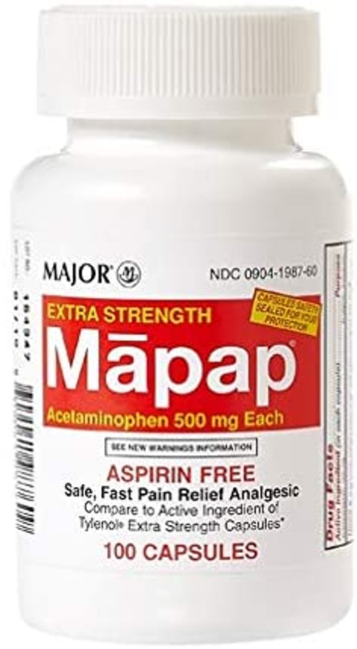 Major Mapap Acetaminophen 500 Mg 100 Capsules Pharmaceutical
