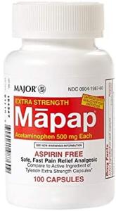 Major Mapap Acetaminophen 500 Mg 100 Capsules Pharmaceutical