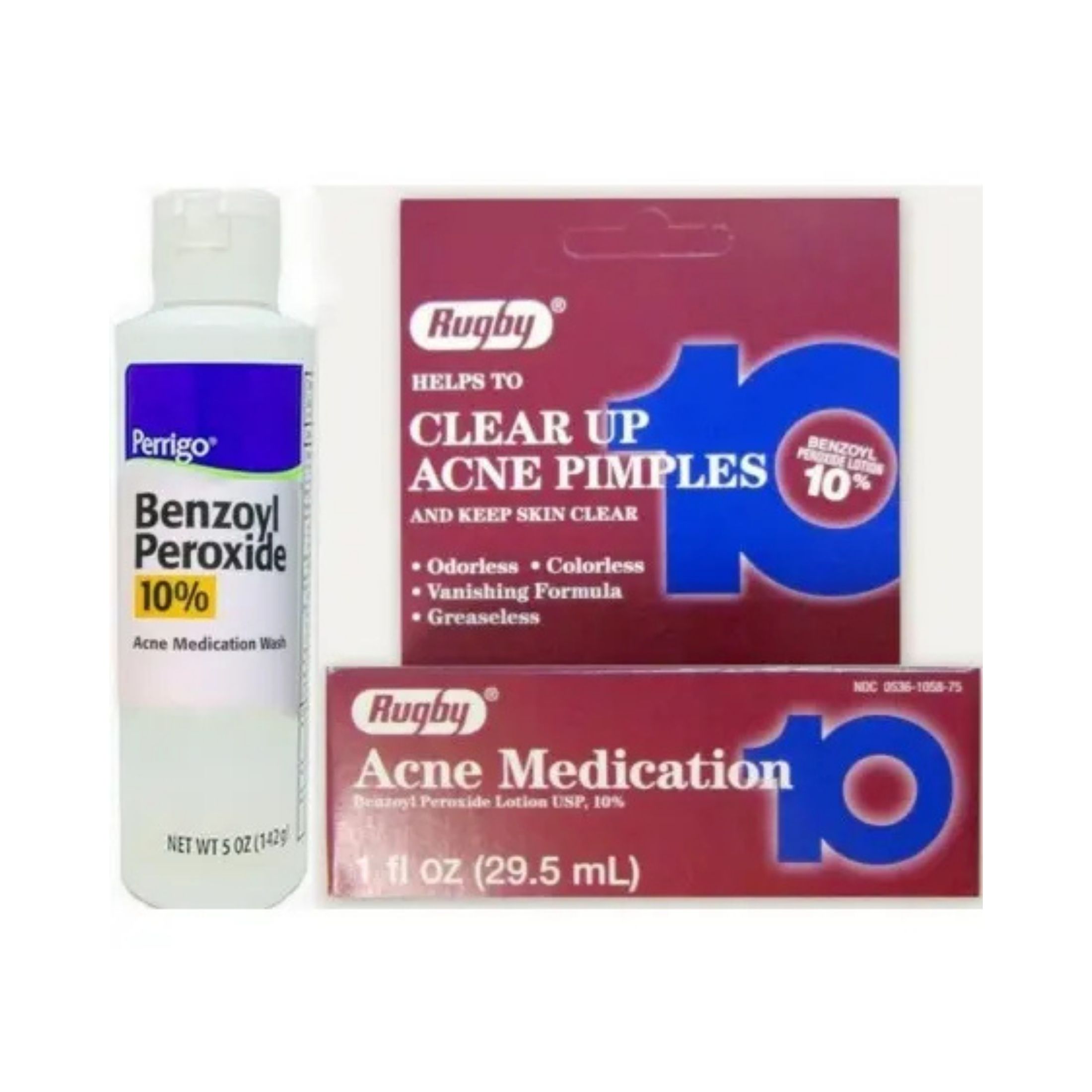 Rugby Acne Medication Benzoyl Peroxide Lotion 10% 1 Oz