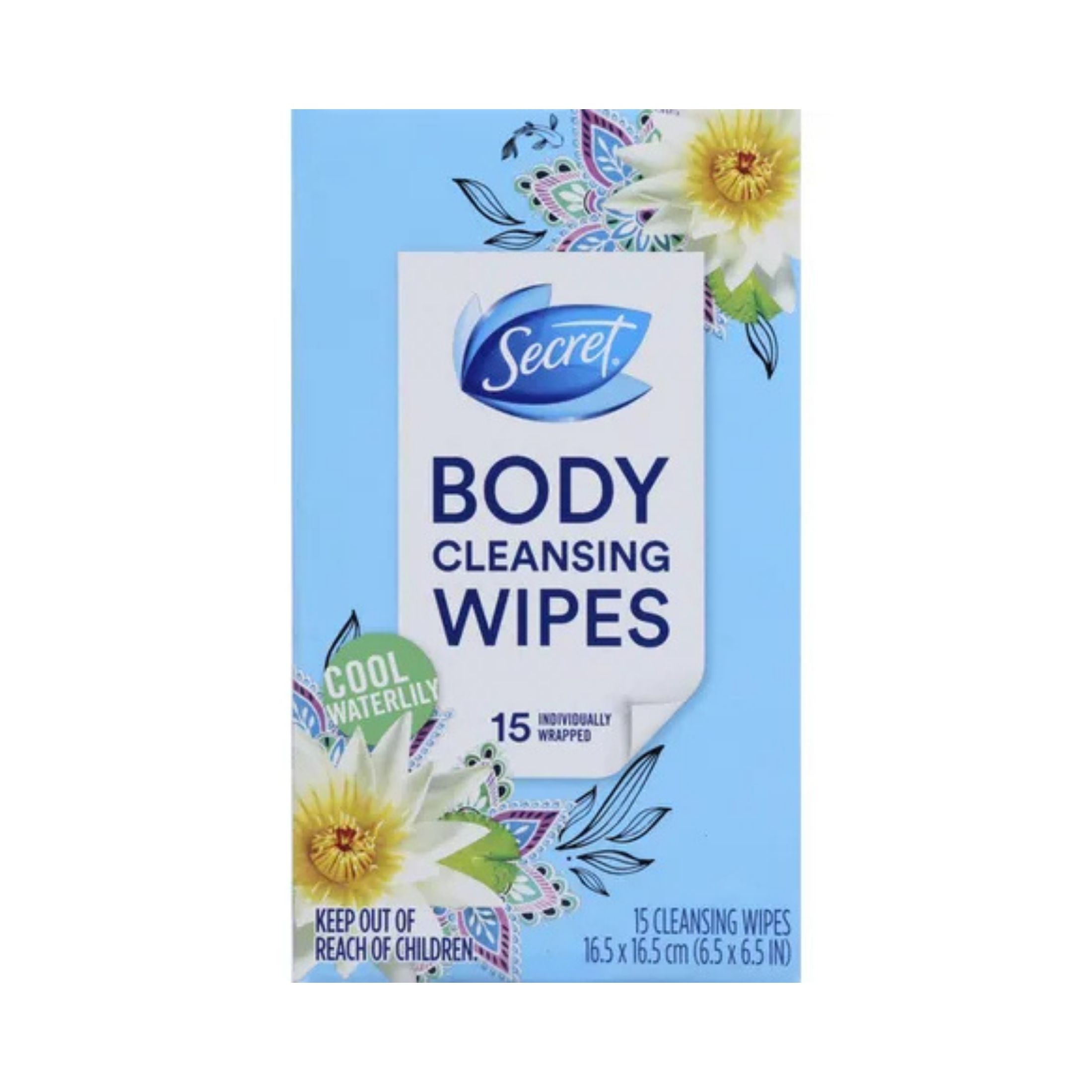 Secret Wipes, Cleansing, Body, Cool Waterlily