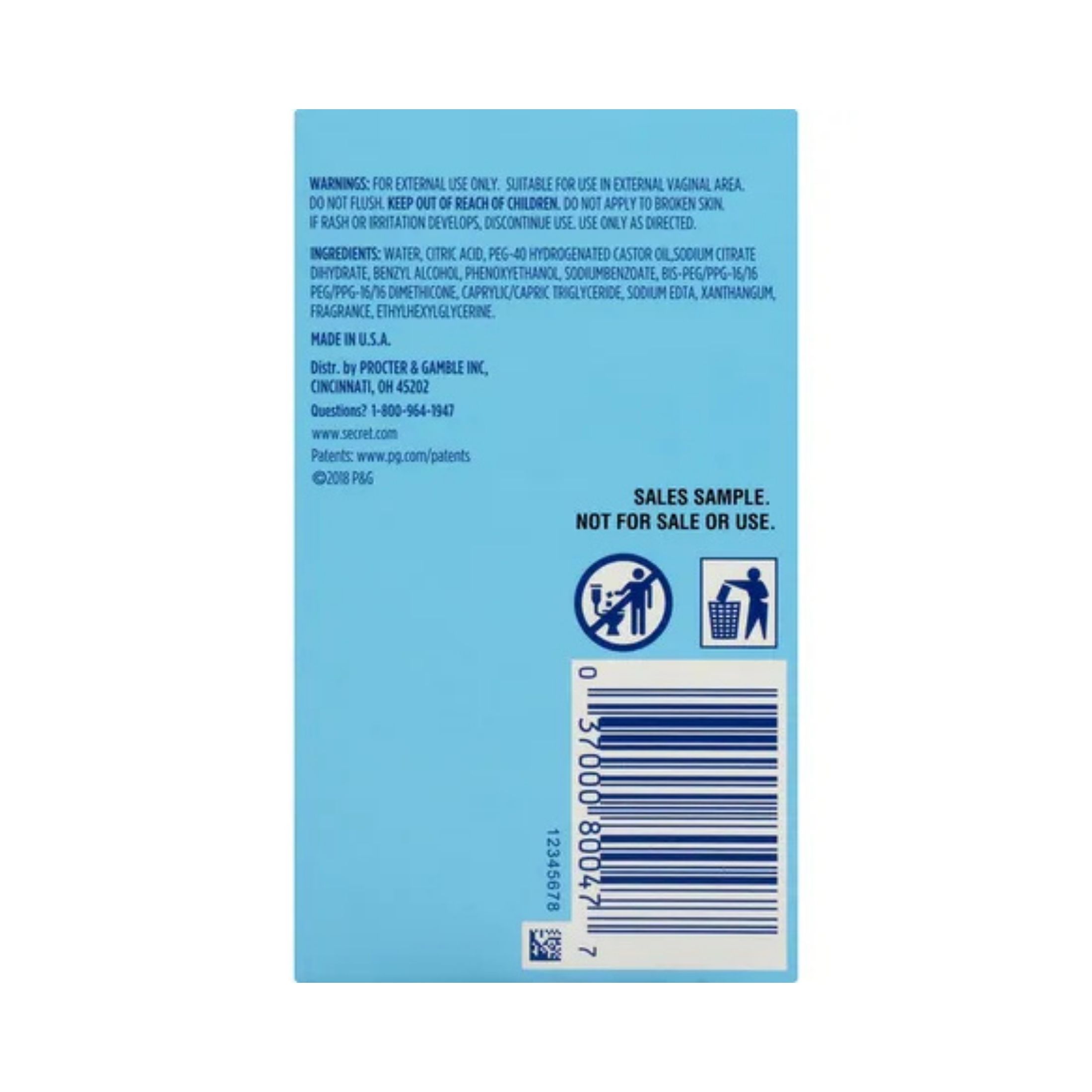 Secret Wipes, Cleansing, Body, Cool Waterlily