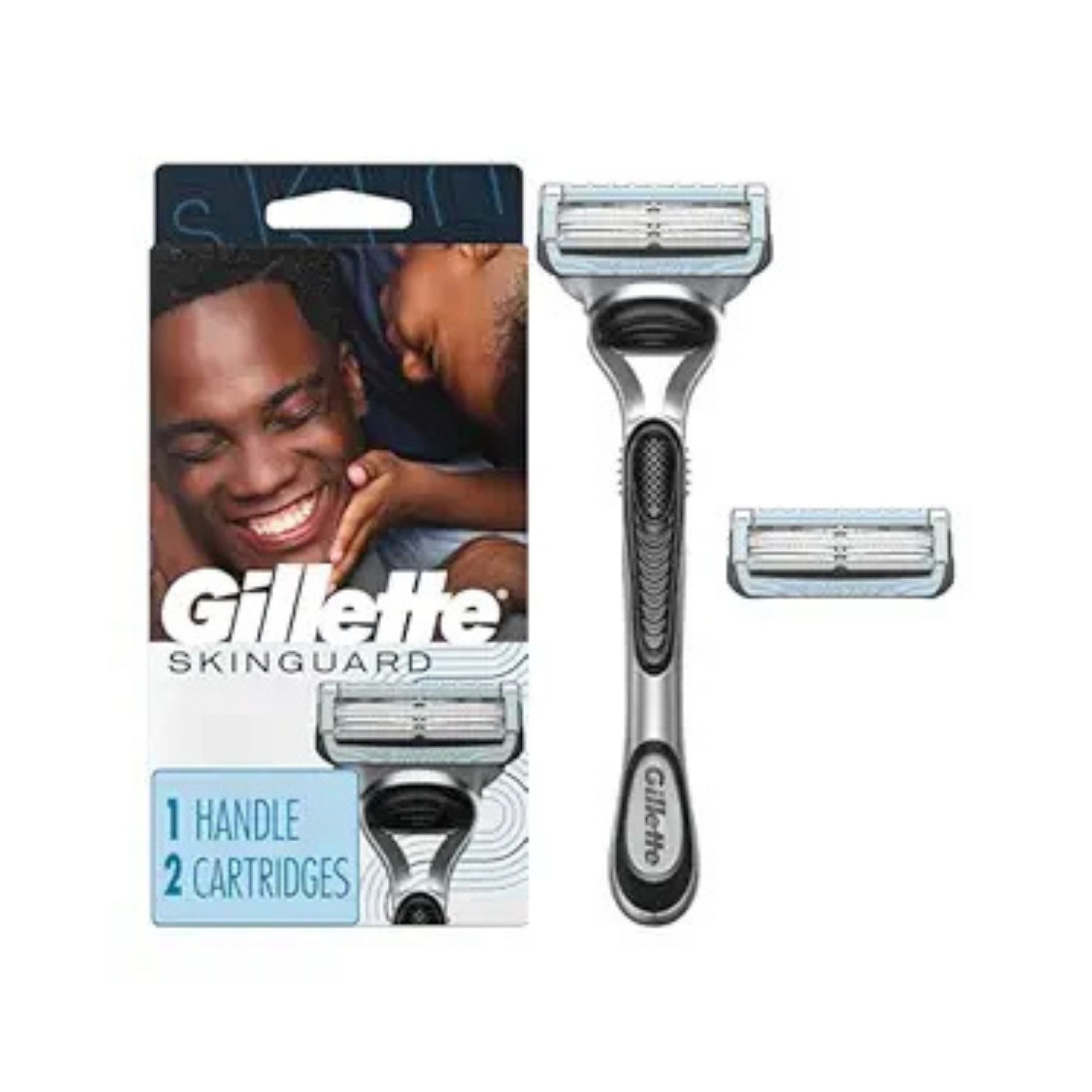 Gillette Skin Guard Men's Razor Handle + 2 Blade Refills 1 Set