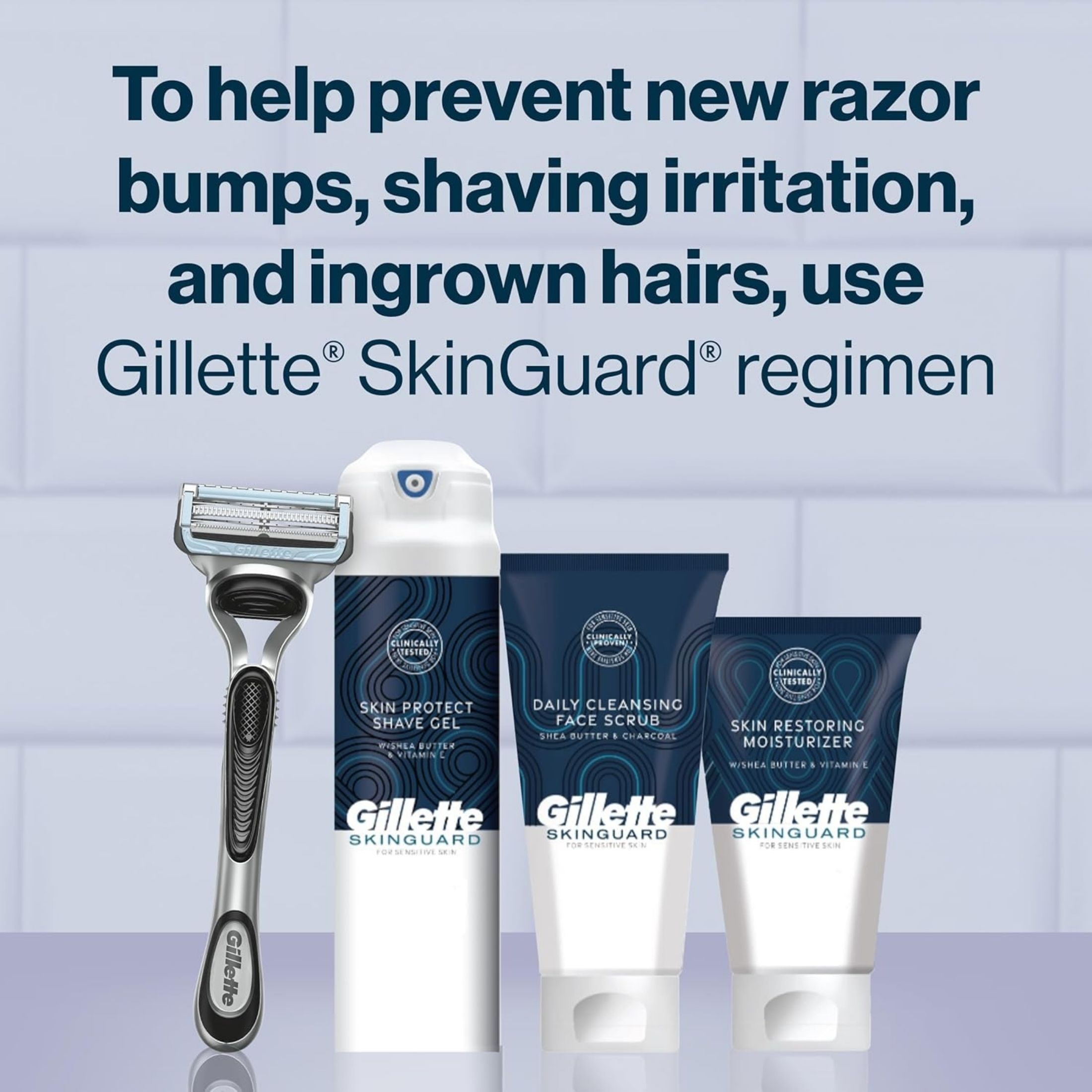 Gillette Skin Guard Men's Razor Handle + 2 Blade Refills 1 Set