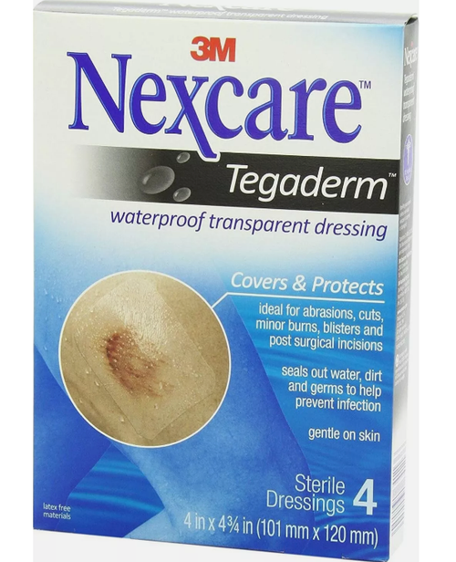 Nexcare Tegaderm Waterproof Transparent Sterile Dressings Latex Free 4 Ct