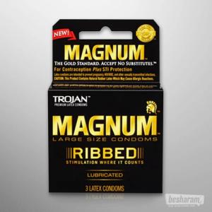 Trojan Magnum Ribbed Lubricated Latex Condoms 3-Pack Large