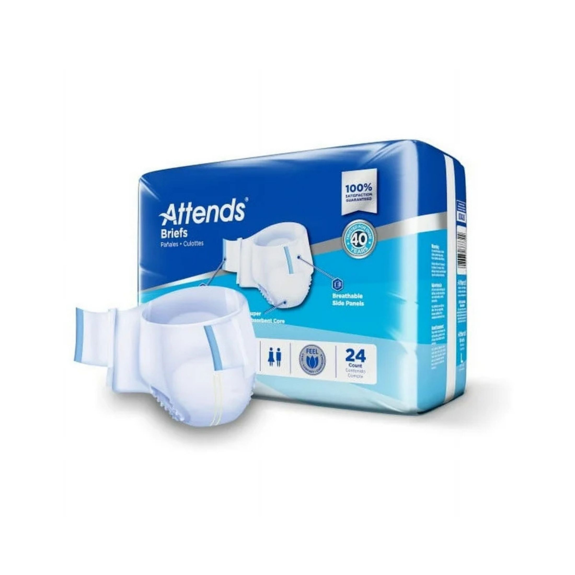 Attends Dermadry Breathable Briefs Large - 3 Pks Of 24