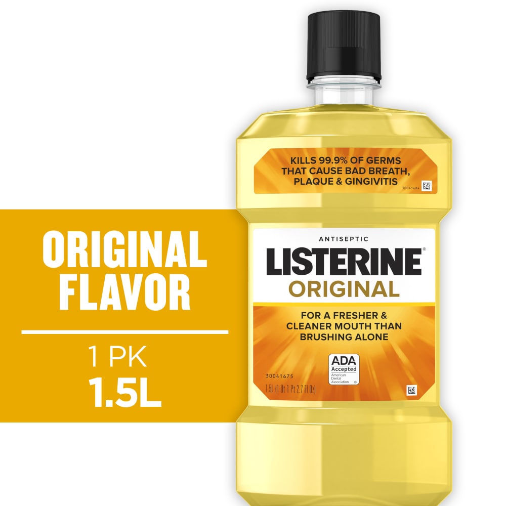 Listerine Original Antiseptic Oral Care Mouthwash To Kill 99% Of Germs That Cause Bad Breath, Plaque And Gingivitis, ADA-Accepted, 1.5 L