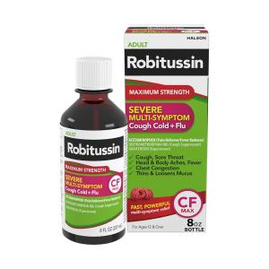 Robitussin Maximum Strength Severe Multi-Symptom Cough Cold + Flu Nighttime Raspberry 4 Fl Oz