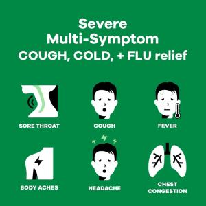 Robitussin Maximum Strength Severe Multi-Symptom Cough Cold + Flu Nighttime Raspberry 4 Fl Oz