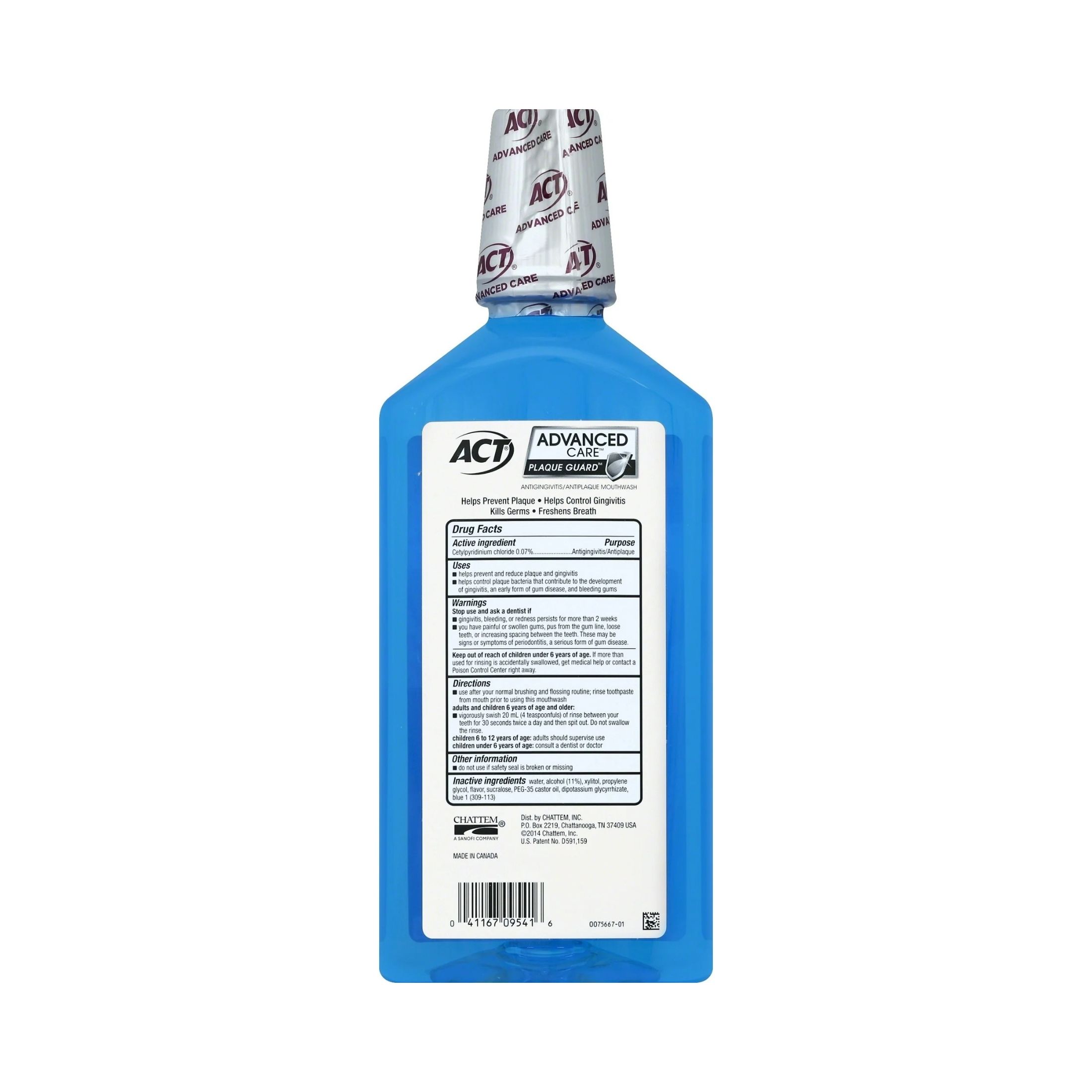 ACT Advanced Care Plaque Guard Mouthwash Frosted Mint 34 Oz