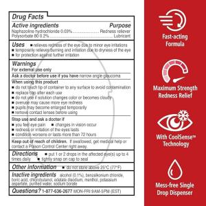Rohto Eye Drops, Cooling, Max Strength, Maximum Redness Relief 0.4 Fl Oz