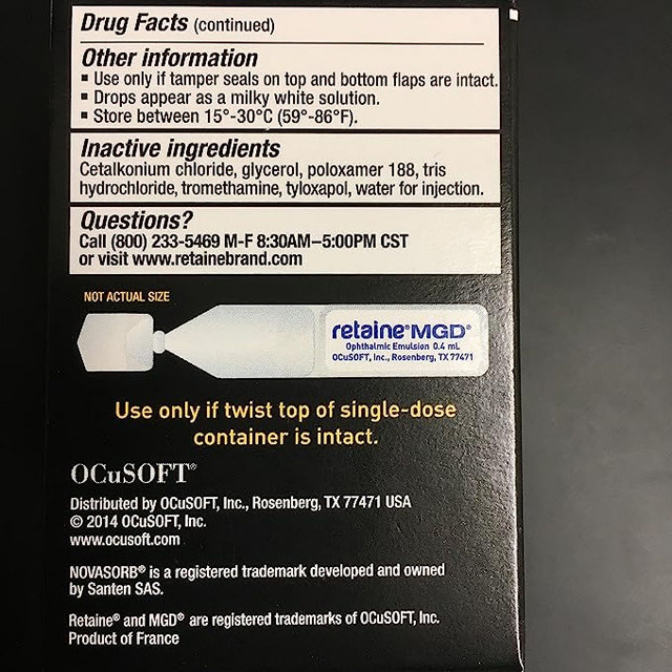 OCuSOFT Retaine MGD Complete Dry Eye Relief Lubricant Drops